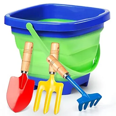 Kids Beach Sand Shovels With Foldable Bucket Garden Tool Set For Adults Metal • $28.92