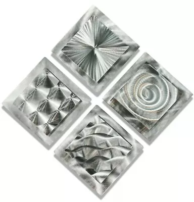 Silver Metal Wall Art Modern 3D Etched Hanging Sculpture Home Decor By Jon Allen • $225