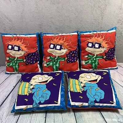 5 Vintage Throw Pillows Handmade With Rugrats Fabric Material Cartoon Cushion • $23.99