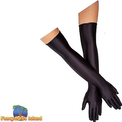 £4.39 • Buy Wicked Over Elbow Gloves Black (50cm) Lurex Adults Fancy Dress