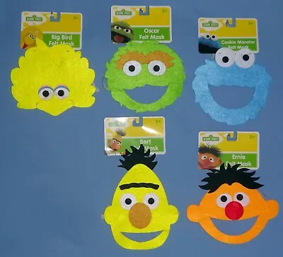 Sesame Street Costume Childs Felt Masks-Bert-Ernie-Bird-Cookie Monster-Oscar LOT • $24.50