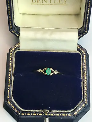 Emerald And Diamond 9ct Gold Ring Size L 1/2 • £250
