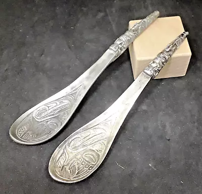 Set Of 2 HAIDA Silvered Spoons (Style?) - Age Unknown • $101