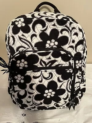 Vera Bradley Night & Day Black/White Floral Campus Backpack ~ EUC • $19.99