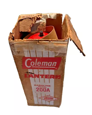 VTG 1960 Coleman 200A Single Mantle Lantern Red Dated 5/60 Original Globe USA • $81