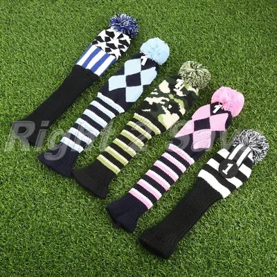 $31.89 • Buy 3Pcs Knitted Fabric Headcover Golf Club Protector For Driver Fairway Hybrid Wood