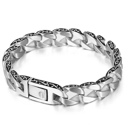 13MM Men's Biker Motorcycle Chain Bracelet Stainless Steel Rock Link Wristband F • $15.99