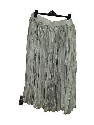 New Capsule Metallic Pleated Silver Maxi Skirt 22 • £13.50