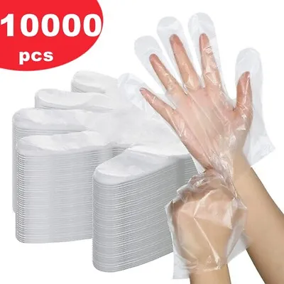 10000pc Poly Gloves HDPE Clear Plastic Disposable Work PE Latex Vinyl Free Large • $101.19