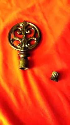 Antique Heavy Ornate Cast Brass Lamp Light Finial Hardware  Harp Or Pipe • $18.99