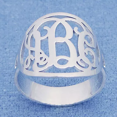 Ellipse Monogram Ring 3 Initials Personalized Monogrammed Silver Jewelry SR34 • $66.95