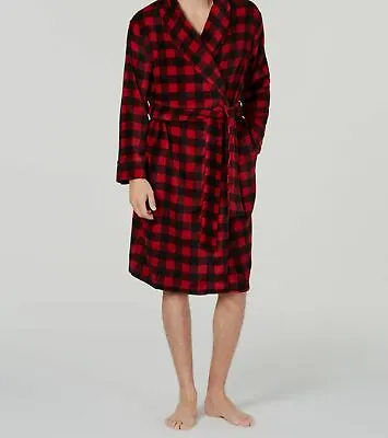 $100 Club Room Men's Red Plaid Soft Shawl Collar Robe Sleepwear One Size • $15.98