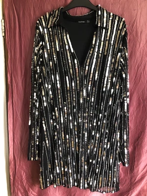 £7.05 • Buy Sequin Shirt Mini Dress - Silver On Black - By BOOHOO - Oversized UK Size 14