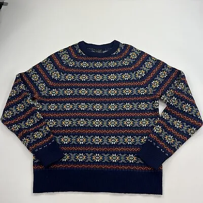 J Crew Nordic Fair Isle Pullover Sweater Lambs Wool Size Medium Crewneck • $39.99