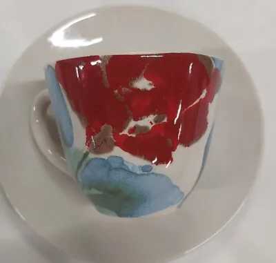 Last Few Janice Tchalenko POOLE Pottery Designed  POPPY   Cup And Saucer  • £14.99