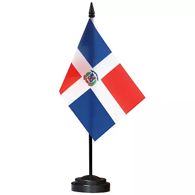 ANLEY Dominican Deluxe Desk Flag Set - 6 X 4 Inch Dominican Desktop Flag • $6.55