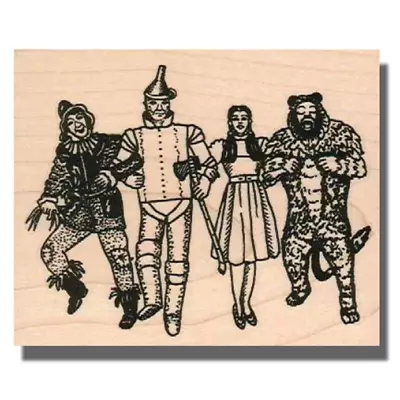 WIZARD OF OZ 4 Rubber Stamp Yellow Brick Road Dorothy Scarecrow Tin Man Lion • $17.24