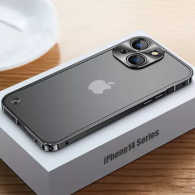 For IPhone 15 14 13 12 11 Pro Aluminum Metal Bumper Frame Matte Clear Back Case • $4.59