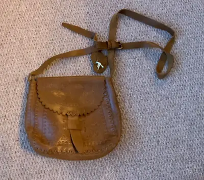 Accessorize Tan Leather Saddle Bag Tooled Leather Crossbody Bag • £19.99