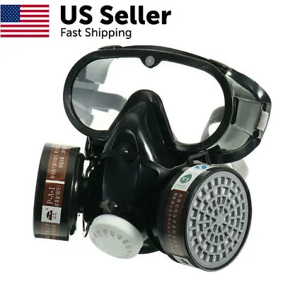 Respirator Gas Face Mask Safety Chemical Dustproof Filter Military Eye Goggle • $17.99