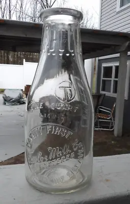 1930's Taylor Milk Co. Dairy SAFETY FIRST Qt. Milk Bottle Altoona Pa. 1117 21 Av • $6.95