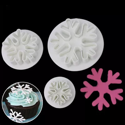 £5.75 • Buy 3X Snowflake Mould Sugar Craft Fondant Cookie Decor Cake DIY Mold Cutter Plunger