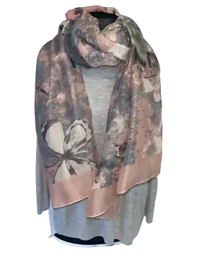 Ladies Large Soft Long Butterfly Music Note Rose Flower Print Scarf  Shawl Wrap • £7.95