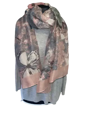 Woman Large Soft Long Butterfly Music Note Rose Flower Print Scarf Shawl Wrap • £6.95