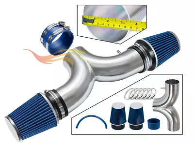 BCP BLUE 97-00 Corvette C5 5.7L V8 Dual Twin Air Intake System + Filter • $71.99