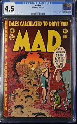 Mad #8 CGC 4.5 VG+ CR/OW Pages EC Comics 1954 Harvey Kurtzman GGA Cover • $300