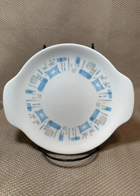 $9.99 • Buy Vintage Royal China Atomic Blue Heaven 6” Cake Plate (1) - MCM Tab Handles