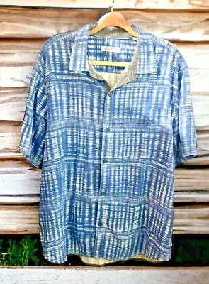 Tommy Bahama Men's 100% Silk Blue White Shirt • $40