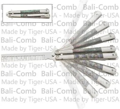 Balicomb Practice Training Butterfly Knife Abalone Handle Balisong Combs Knives • $4.73