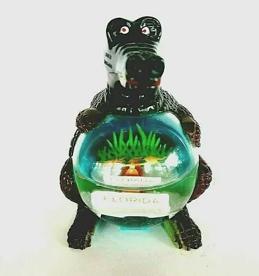 Snow Globe Florida Gator Travel Souvenir Plastic Sea Saw Alligator Vintage • $24.95