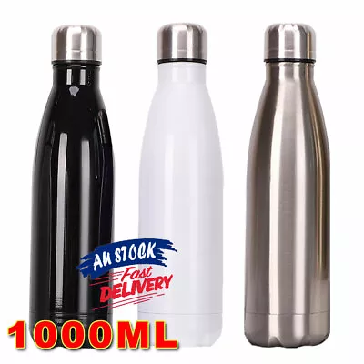 $24.99 • Buy 1L Stainless Steel Flask Water Bottle Vacuum Insulated Thermos Drink Cup ACB#