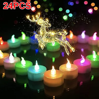 24 X LED Colour Changing Flickering Mood Tea Lights Flameless Battery Operated • £9.99
