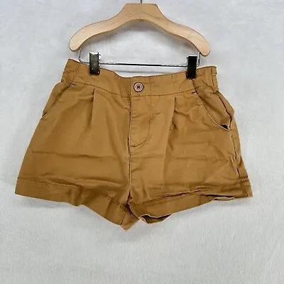 MINI BODEN Shorts Boys 7 Years Khaki Brown Button Elastic Waistband Cotton Twill • $5.60