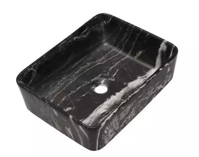 Logmey Bathroom Vessel Sink 15  X 19  X 5.5  Ceramic Rectangular Marble Black • $88.30