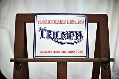 Authorized Dealer Triumph Motorcycle Porcelain Sign 12  X 10  • $109