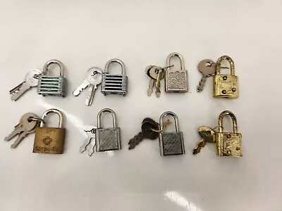 Lot Of 8 Vintage Micro Mini Locks With Keys Brass Zinc Steel Fast Shipping • $14.99