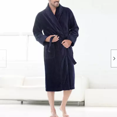 Majestic International Men's Terry W/belt & Pocket Robe(navy L/xl)nwt • $37.02