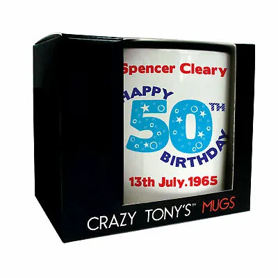 £11.94 • Buy Mens Personalised Happy 50th Birthday Mug Gift For Dad Husband Grandad Uncle Him