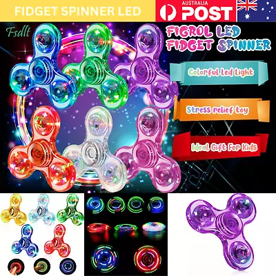 $9.95 • Buy LED Rainbow Fidget Spinner Luminous Glows In Dark Kid Stress Fun Toy Xmas OZ