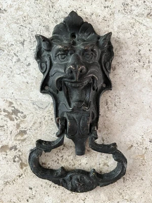 $279 • Buy ANTIQUE C.1903 DEVIL DEMON GARGOYLE FACE ARCHITECTURAL SALVAGE DOORKNOCKER