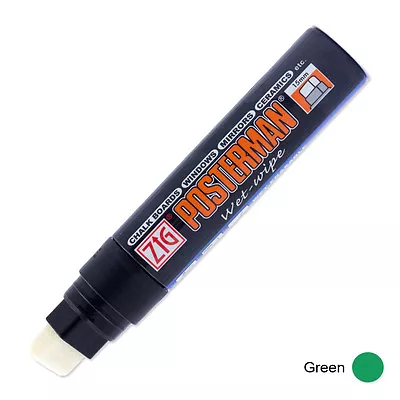 Zig Posterman Wet Wipe Marker - Extra Broad - Green (Pack Of 6) • £27.36