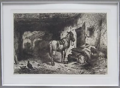 Peter Moran Noon Day Rest Etching American Art Union 1/500 1880  Print Donkey • $179.99