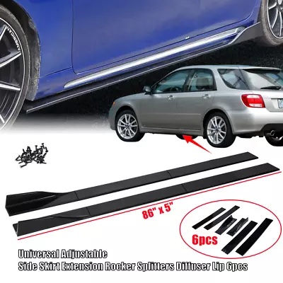 86  Universal Fit For Saab 9-2X Side Skirt Lip Splitter Rocker Panel Gloss Black • $52.58