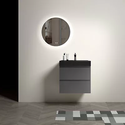 24 Gray Bathroom Vanity W/SinkWall Mounted Vanity For ModernOne-Piece Basin • $524.75