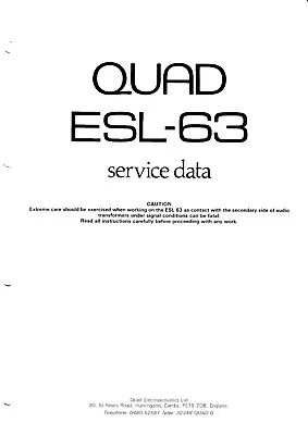 Service Manual Instructions For Quad Esl 63 • £10.12