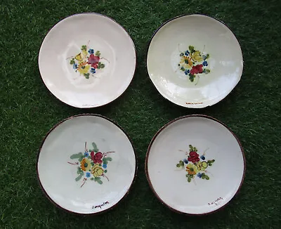 4 Beautiful Plates Antique Ceramic Vallauris Signed Jerome Massier Flower • $31.59